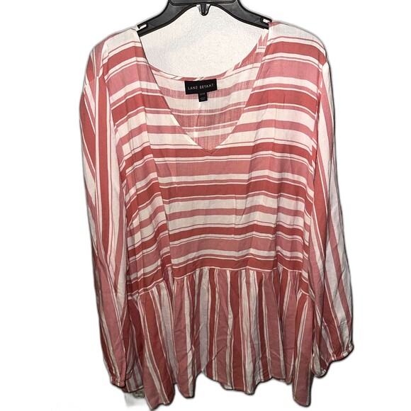 Lane Bryant Striped Peplum Top Size 22/24 - Picture 2 of 4